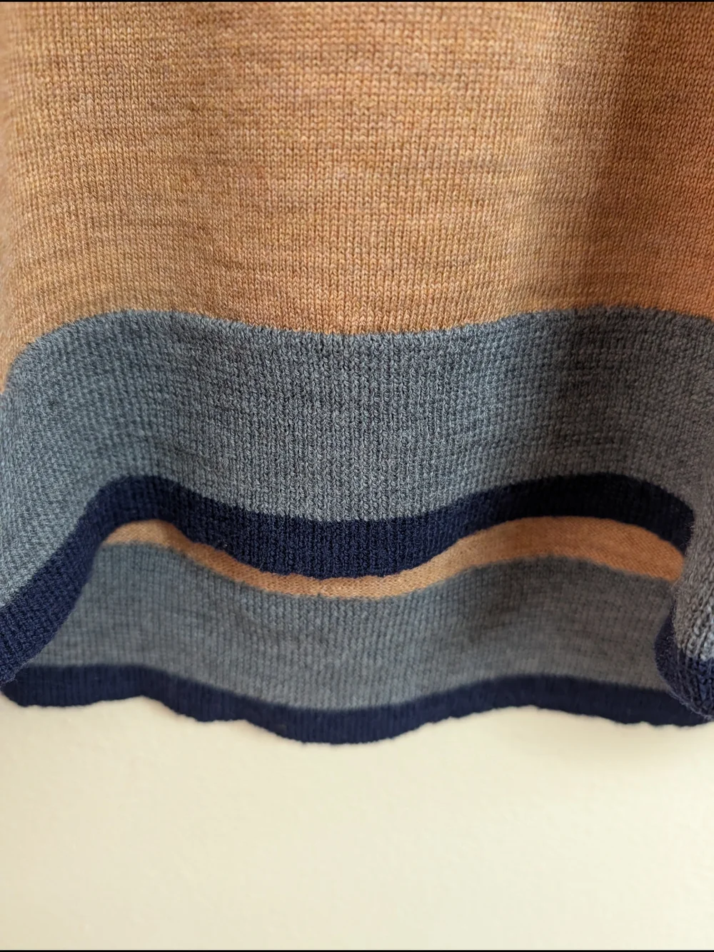 Tasso Elba Merino Wool Blend Crewneck Sweater XXL Camel Blue Stripe Colorblock